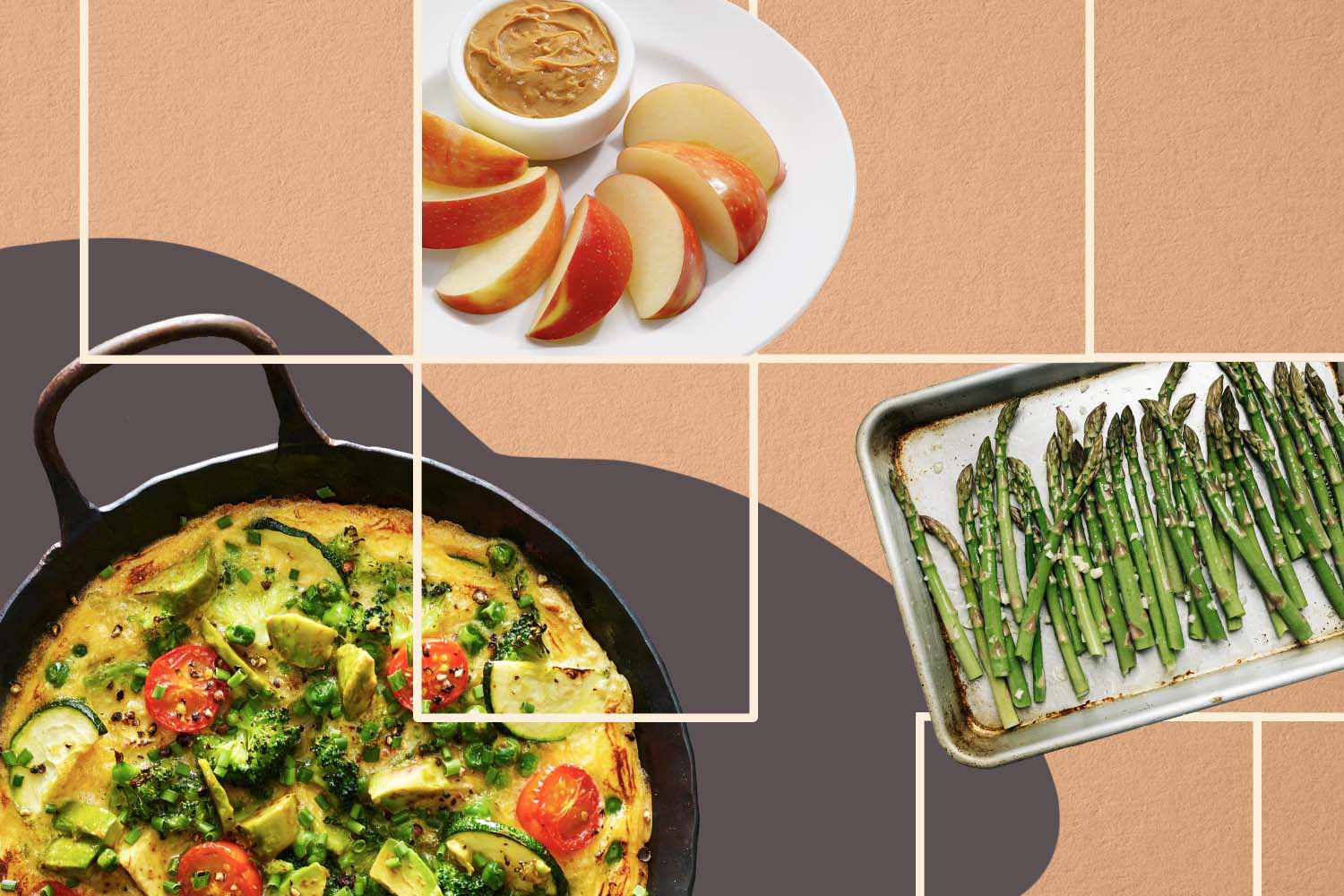 Gluten-Free Meal Plan including frittata, peanut butter, and asparagus
