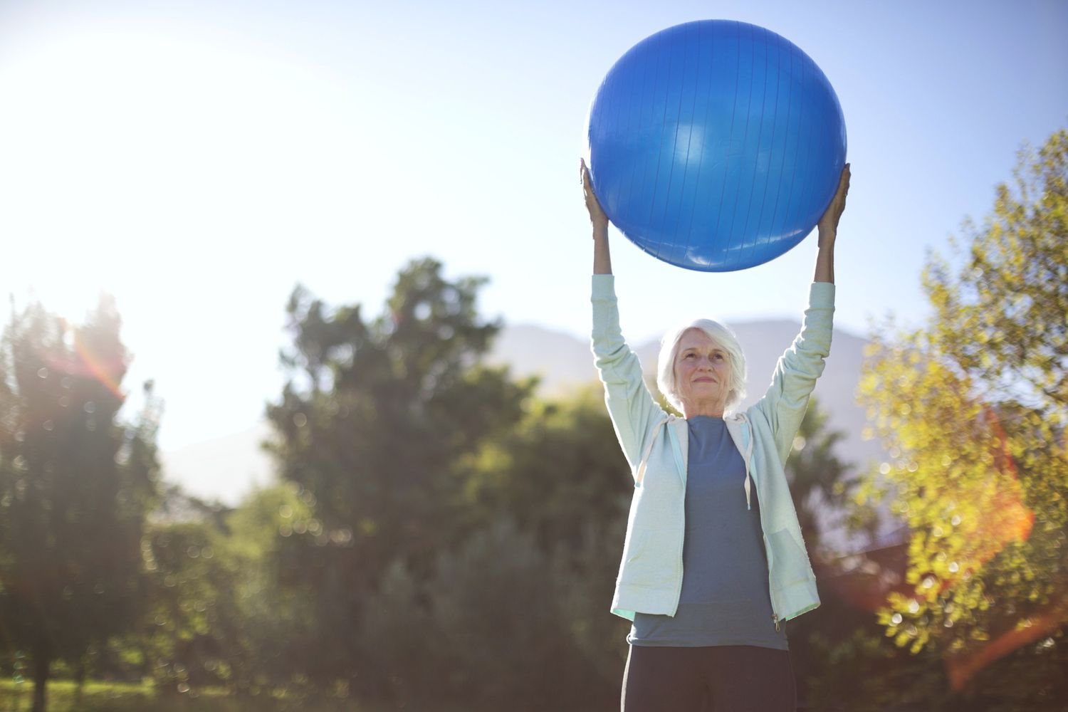 Older woman with exercise ball