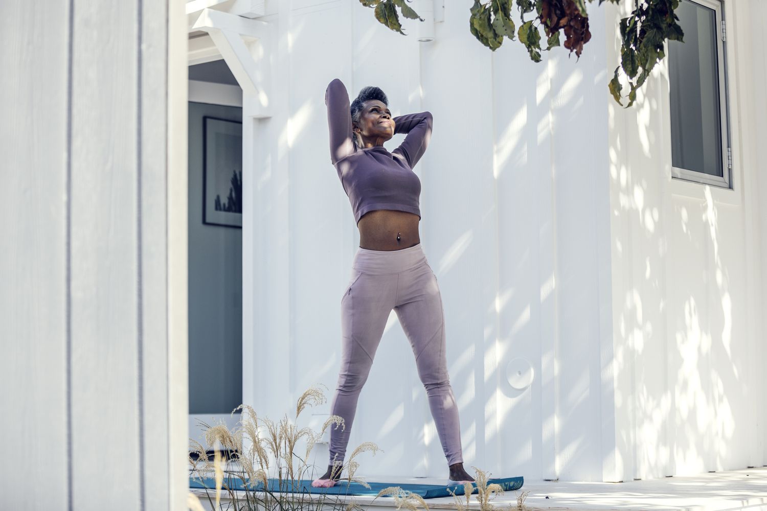 Woman outside doing yoga