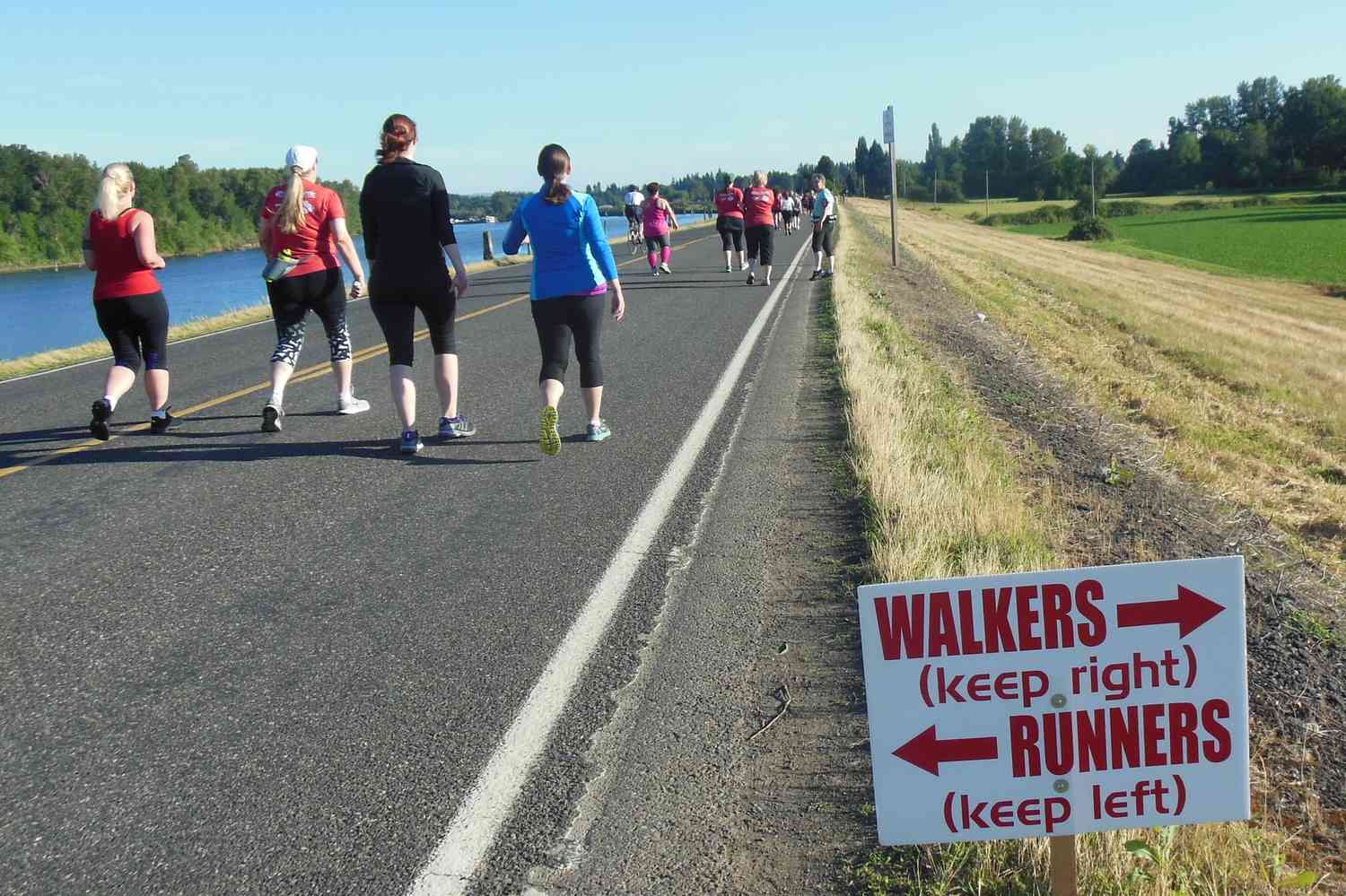 Walkers Right - Runners Left on Half Marathon