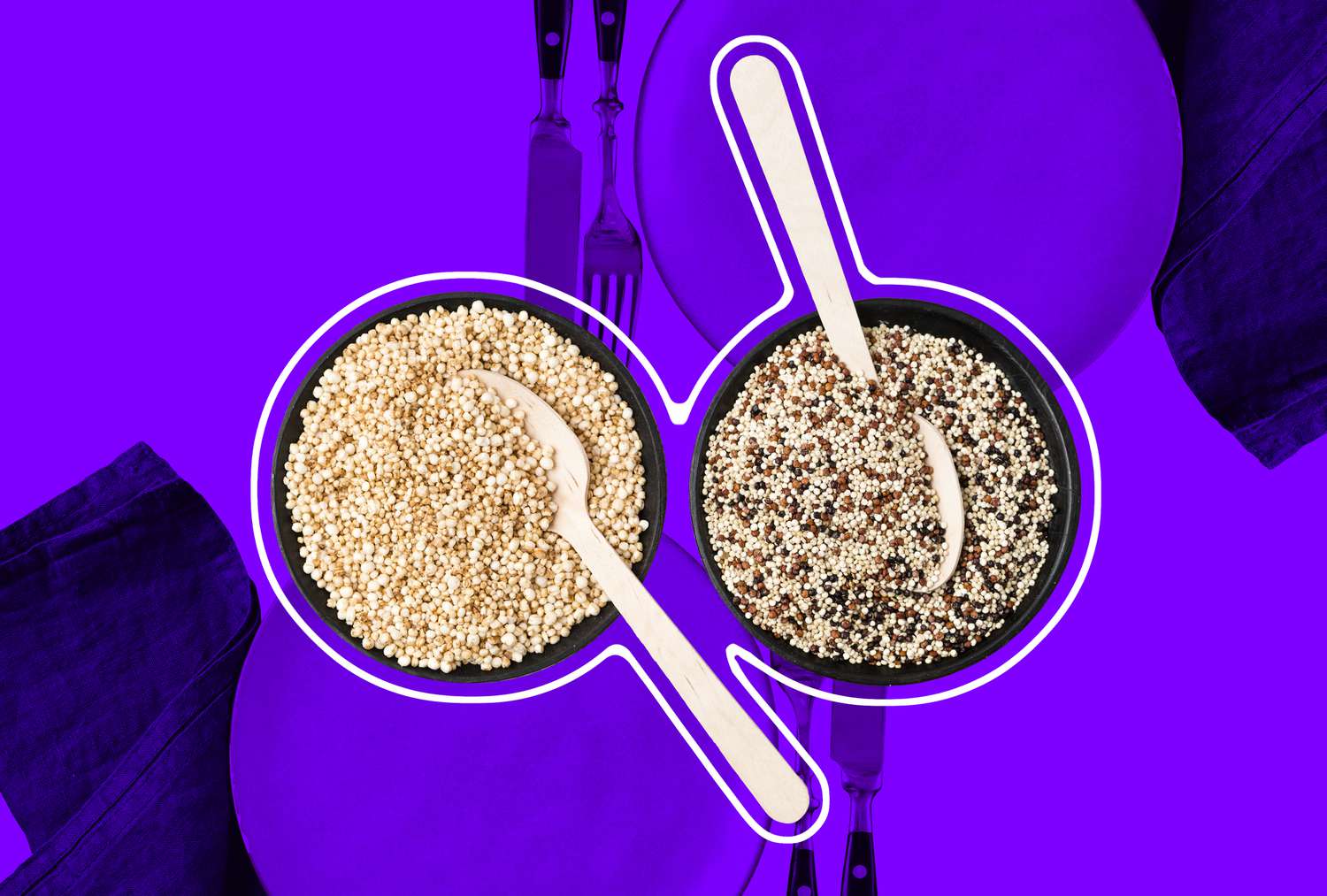 quinoa in bowl with spoons