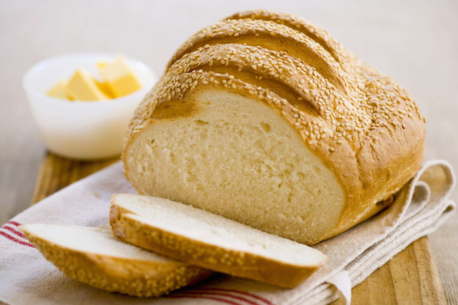 White bread with sesame seeds