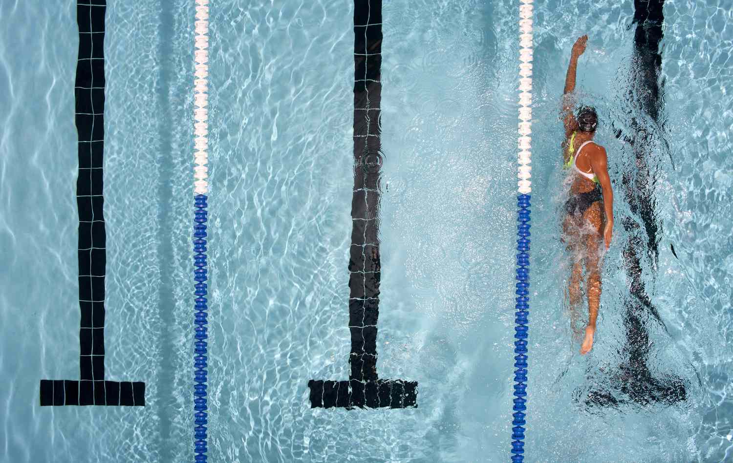 Women swimming laps 