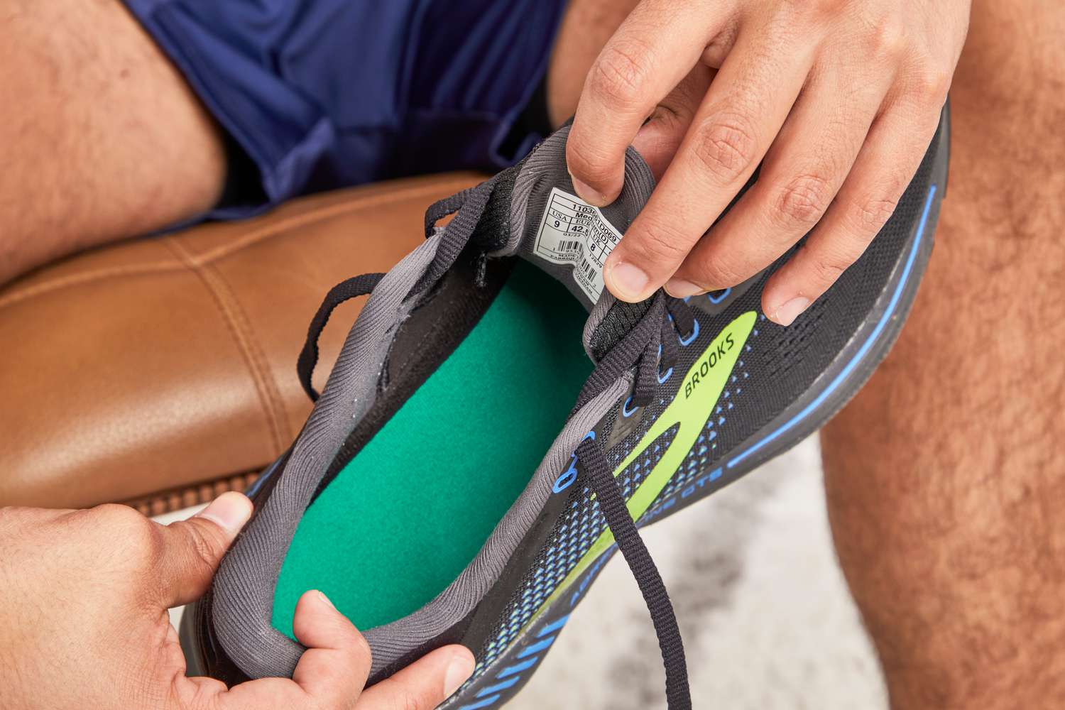 Close-up of Spenco's RX Insole inside of a Brooks running sneaker