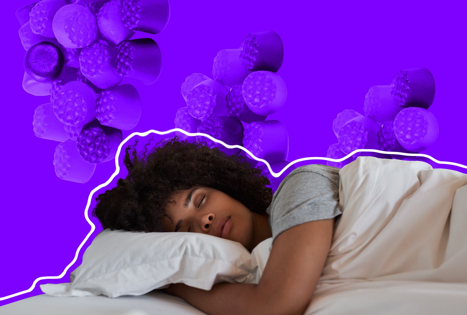 women sleeping in bed with melatonin is the background