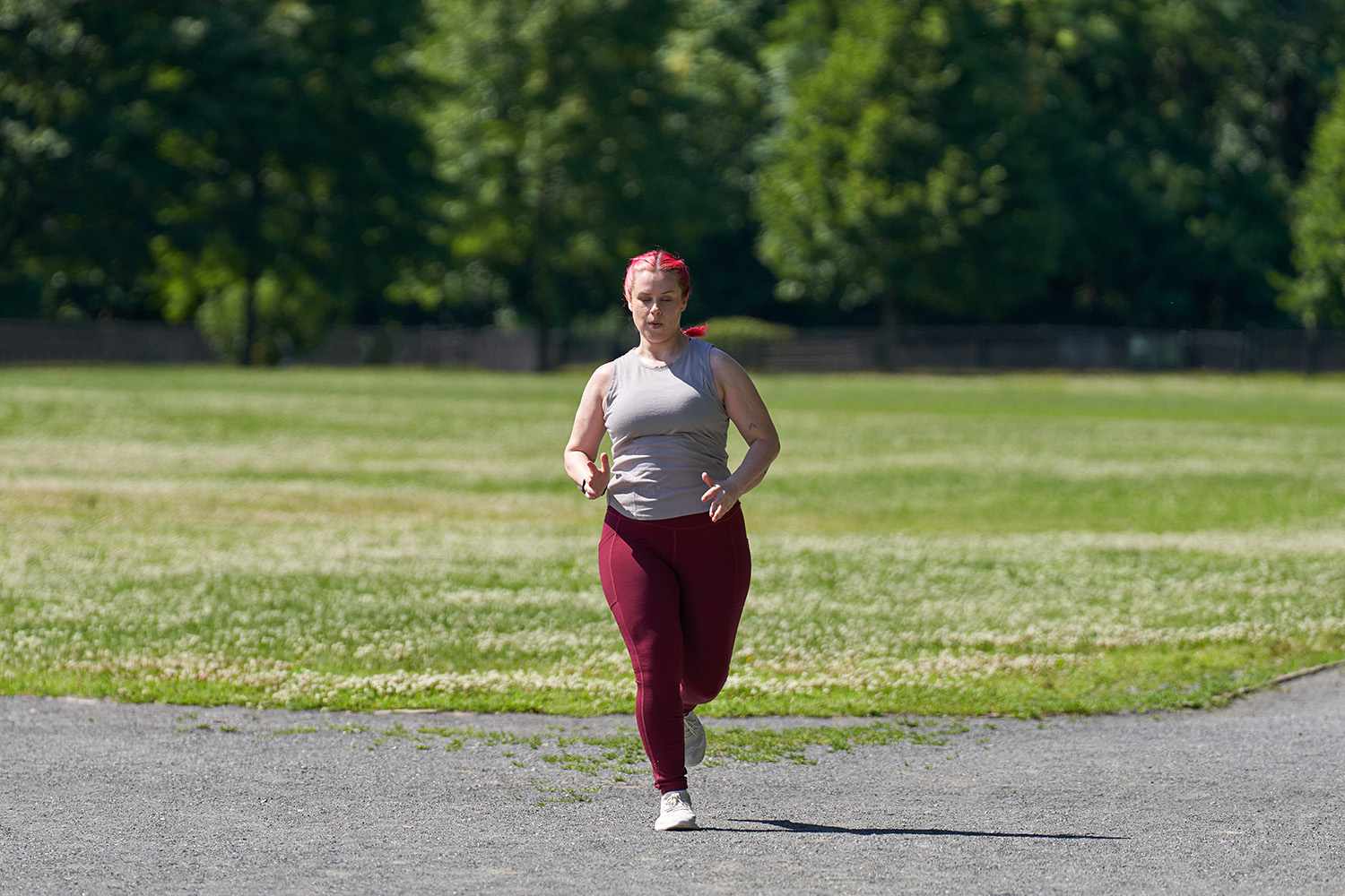 Woman running outside