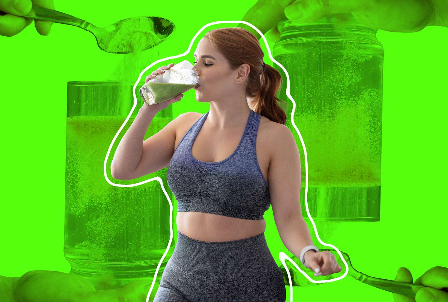 Woman drinking supplements in water