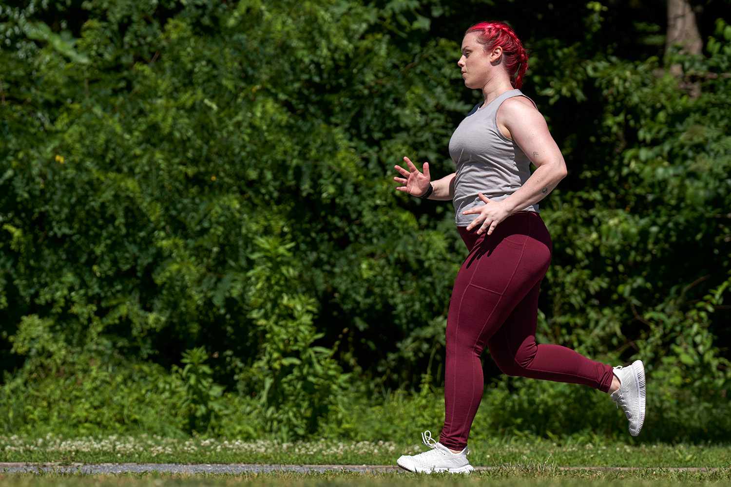 Woman running outside